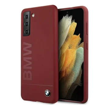 BMW dėklas Samsung Galaxy S21+ Silicone Signature Logo, raudonas