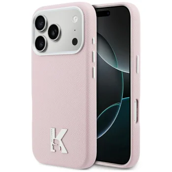 Karl Lagerfeld Karl Head Logo MagSafe dėklas iPhone 17 Pro Max, rožinis