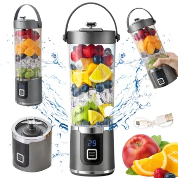 Nešiojamas USB trintuvas 500 ml su LED ekranu, pilkas