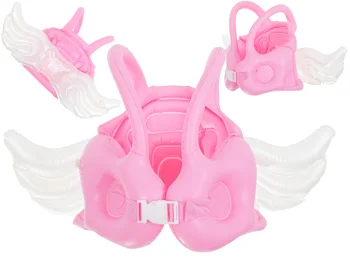 Inflatable kids' life vest with wings, pink