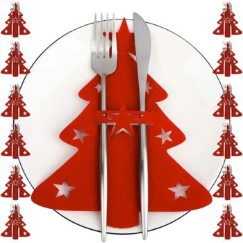 Ruhhy Christmas Cutlery Holders Christmas Tree, 12 pcs, Red