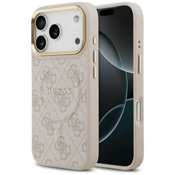 Guess 4G PU Classic Logo MagSafe dėklas iPhone 17 Pro, rožinis