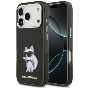 Karl Lagerfeld Aquarelle Choupette dėklas iPhone 17 Pro telefonui su MagSafe, juodas