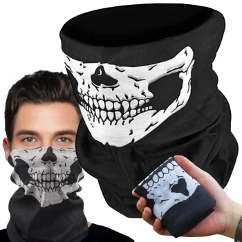 Daugiafunkcinė mova-bandana su kaukolės spauda, juoda
