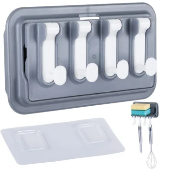 Multifunctional Kitchen and Bathroom Hanger with Shelf and 4 Hooks