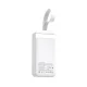 Išorinė baterija Wozinsky W8-W 30000mAh 30W su 2x USB-A, USB-C ir žibintuvėliu, balta