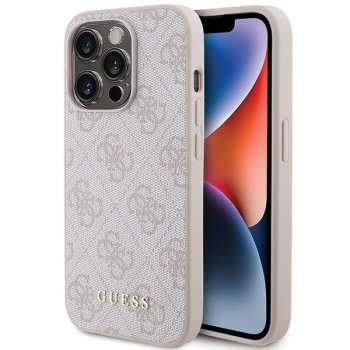 Apple iPhone 15 Pro 6.1'' Guess 4G Metal Gold Logo Case Cover, Pink