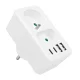 Rozetės šakotuvas Maclean MCE249 F/W, 2 lizdai, 2x USB-A, 2x USB-C PD 20W, baltas