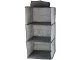 Hanging Wardrobe Organizer with 3 Shelves, 30x30x60 cm, Grey