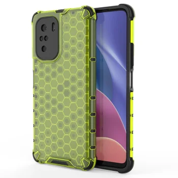 Dėklas Honeycomb su TPU rėmeliu telefonui Xiaomi Poco F3 / Redmi K40 / K40 Pro, žalias