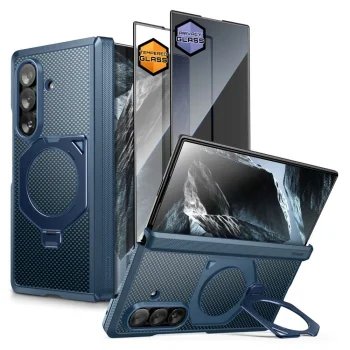 Supcase UB Aero MagSafe dėklas su stiklais Samsung Galaxy Z Fold 8 Ultra, tamsiai mėlynas