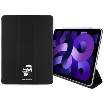 Atverčiamasis dėklas Karl Lagerfeld iPad Air 13" 2024 Saffiano Magnetic Karl & Choupette, juodas