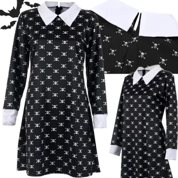 Wednesday Addams vaikiškas karnavalinis kostiumas, 125–135 cm
