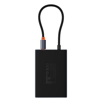 Baseus PioneerJoy 8-in-1 USB-C šakotuvas (HDMI, DP, VGA, USB-A, USB-C), pilkas