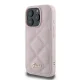 Guess dėklas iPhone 16 Pro telefonui Quilted Metal Logo, rožinis