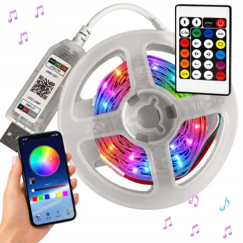 Flexible RGB IC Neon LED Strip, 5m, Bluetooth, App & Remote, USB