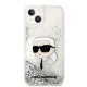 Karl Lagerfeld iPhone 14 Plus dėklas Liquid Glitter Karl Head, sidabrinis