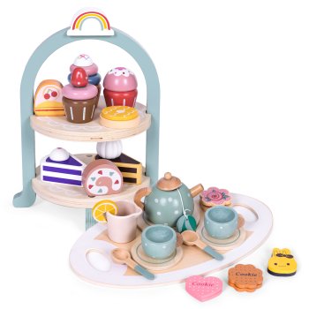Ecotoys Wooden Tea and Coffee Set with Sweets, 27 pcs