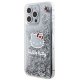 Hello Kitty dėklas iPhone 15 Pro Max telefonui Liquid Glitter Charms, sidabrinis