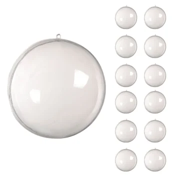 Clear Fillable Christmas Ornaments 8cm, Shatterproof Plastic Baubles, 12 Pack
