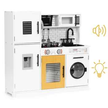 Didelė medinė žaislinė virtuvėlė su šviesomis ir garsais ECOTOYS 128613