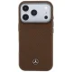 Mercedes Leather Semi Wrap Wood Effect MagSafe dėklas skirtas iPhone 18 Pro / 17 Pro, rudas