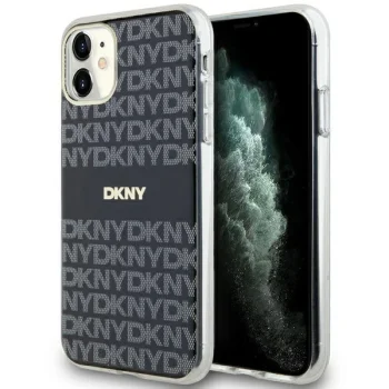DKNY dėklas iPhone 11 / XR IML Mono & Stripe MagSafe, juodas