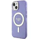 Guess Glitter Gold MagSafe dėklas iPhone 14 telefonui, violetinis