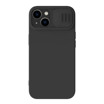 Nillkin CamShield Silky Silicone dėklas telefonui iPhone 15 Plus, juodas