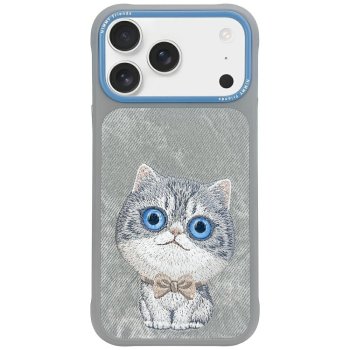 Dėklas iPhone 17 Pro telefonui Nimmy Big Eyed Pet 2.0 Cat, pilkas