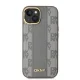 DKNY Leather Checkered Mono Pattern MagSafe dėklas iPhone 14, smėlio spalvos
