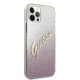 Guess iPhone 12 Pro Max dėklas Glitter Gradient Script, rožinis