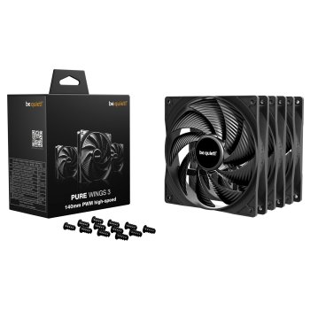be quiet! Pure Wings 3 140mm PWM HS korpuso ventiliatoriai, 3 vnt.