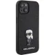 Karl Lagerfeld dėklas iPhone 15 telefonui Glitter Ikonik Logo Metal Pin, juodas