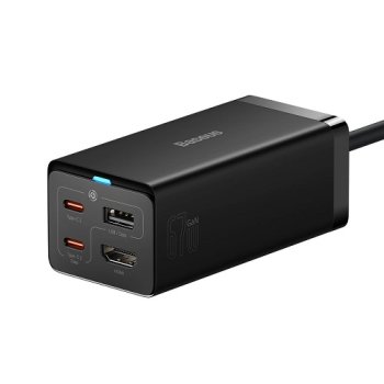Baseus GaN5 Pro HUB 67W įkroviklis ir šakotuvas su HDMI ir USB-C laidu, juodas