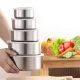 Kitchen Bowl Set with Lids, 5 Pieces, Stainless Steel