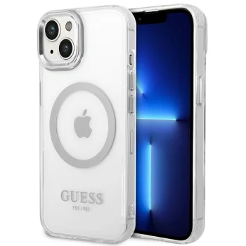 Guess Metal Outline MagSafe Case for iPhone 14 6.1" Silver