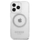 Guess Metal Outline MagSafe dėklas iPhone 13 / 13 Pro, sidabrinis