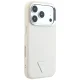 Guess Grained Triangle Logo MagSafe dėklas iPhone 18 Pro / 17 Pro, smėlio spalvos
