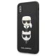 Karl Lagerfeld Saffiano Karl&Choupette Head dėklas iPhone X/XS, juodas