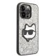 Karl Lagerfeld dėklas iPhone 14 Pro telefonui Glitter Choupette, sidabrinis
