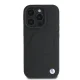 BMW iPhone 16 Pro dėklas Signature Leather Half Textured MagSafe, juodas