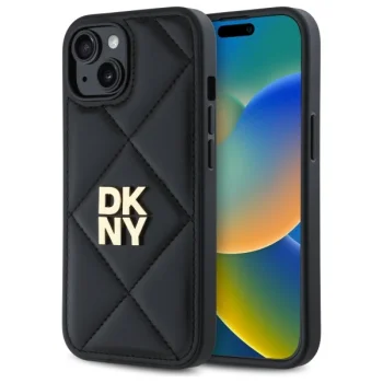DKNY Quilted Stack Logo dėklas, skirtas iPhone 14, juodas