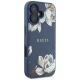 Guess Grained Printed Flower Pattern MagSafe dėklas telefonui iPhone 16, mėlynas
