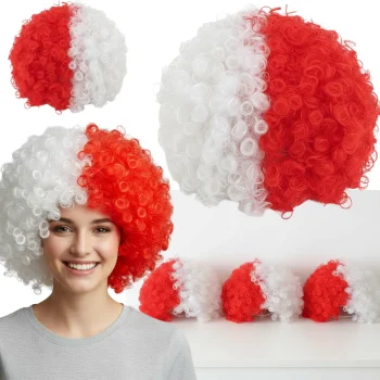 Sirgaliaus afro perukas varžyboms, raudonas ir baltas