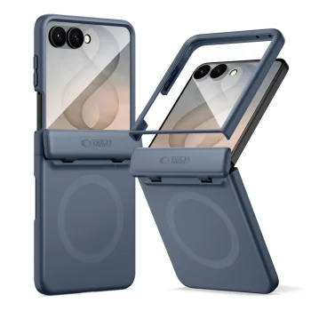 Tech-Protect Kevlar Aura MagSafe Case for Samsung Galaxy Z Flip 8, Navy Blue