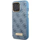 Guess dėklas iPhone 14 Pro su 4G Logo Plate MagSafe, mėlynas