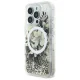 Guess iPhone 16 Pro Case Liquid Glitter Flower MagSafe, Beige