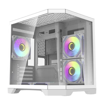 Darkflash FT350 kompiuterio korpusas su 5 ARGB ventiliatoriais, baltas