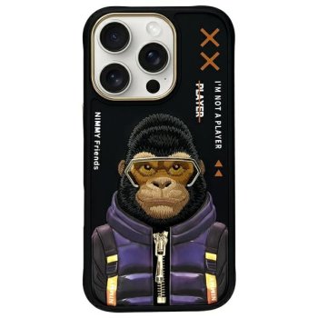 Nimmy iPhone 16 Pro Max dėklas Cool&Cute 2.0 Monkey, juodas